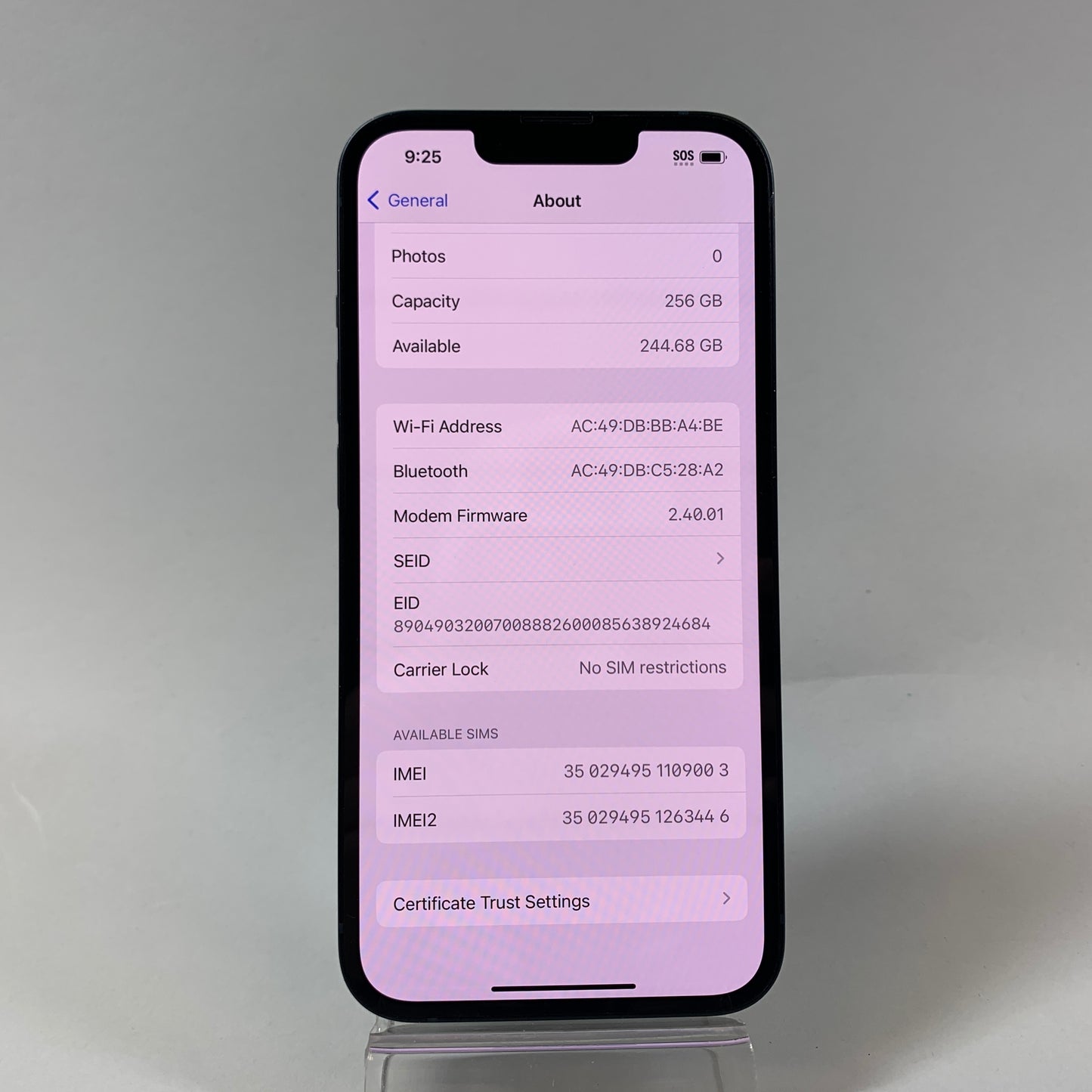 Unlocked Apple iPhone 13 256GB Midnight MLMU3LL/A