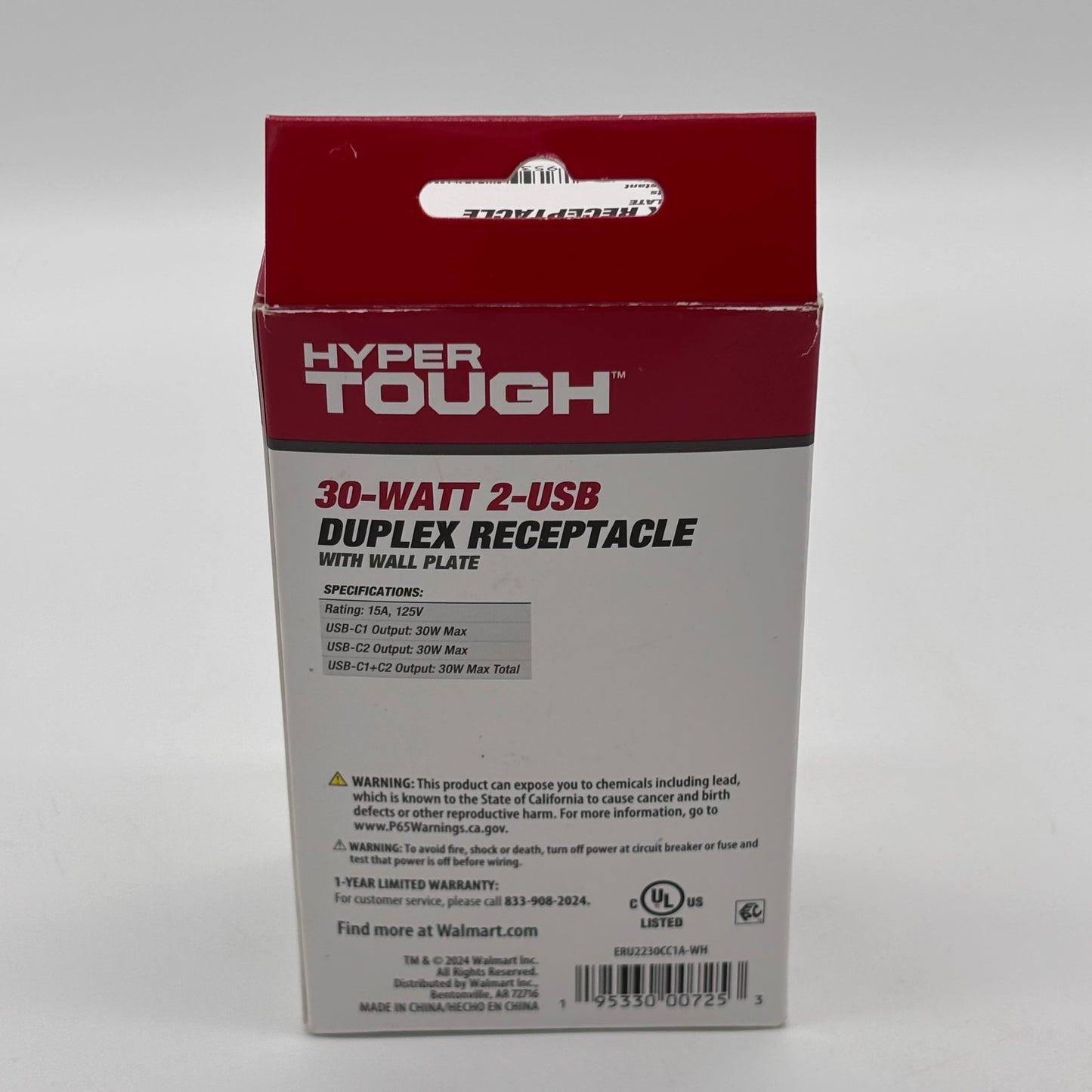 New Hyper Touch 30 watt 2-USB Duplex Receptacle ERU2230CC1A-WH