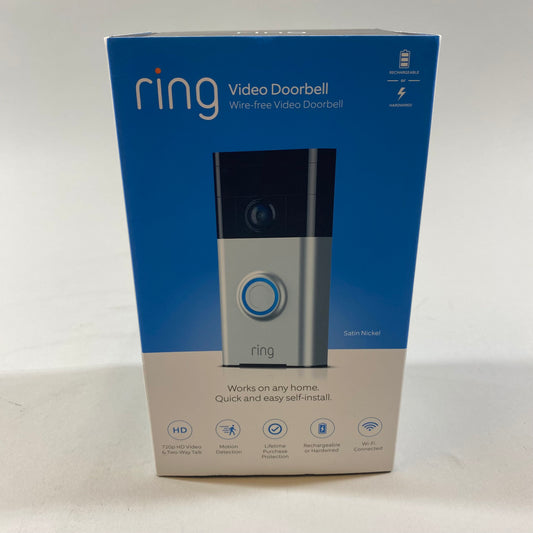 New Ring Video Doorbell Smart Doorbell Satin Nickel 8VR1S5-SEN0