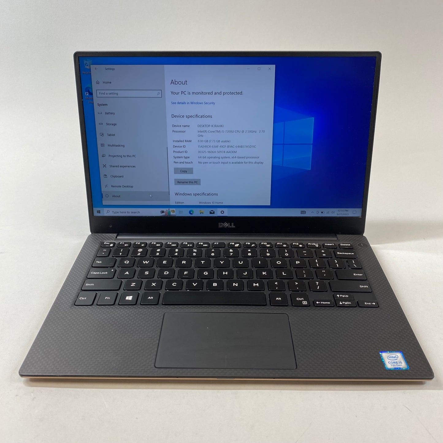 Dell XPS 13 9360 13.3" i5-7200U 2.5GHz 8GB Ram 256GB SSD