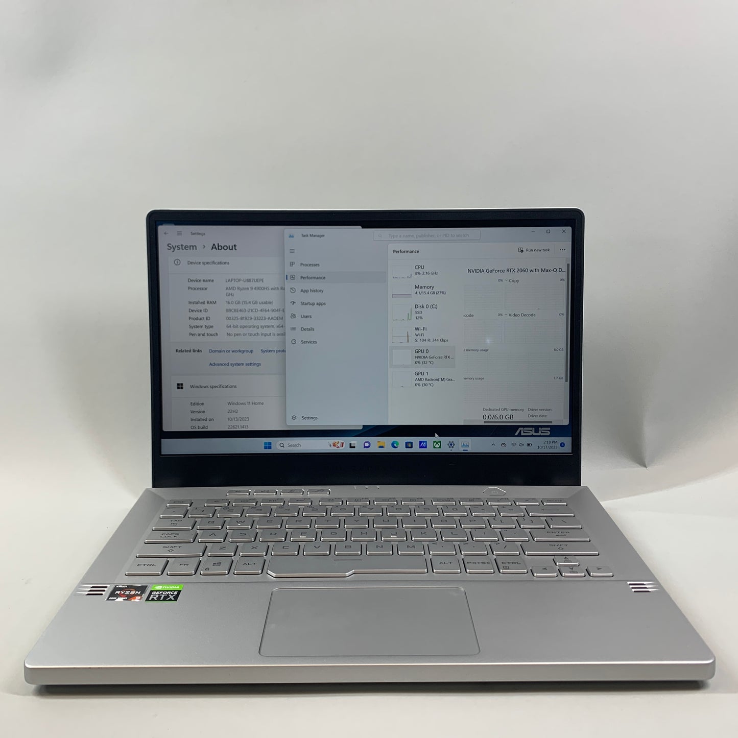 ASUS ROG Zephyrus G14 GA401 14" Ryzen 9 4900HS 3.0GHz 16GB RAM 1TB SSD RTX 2060 - LCD Read