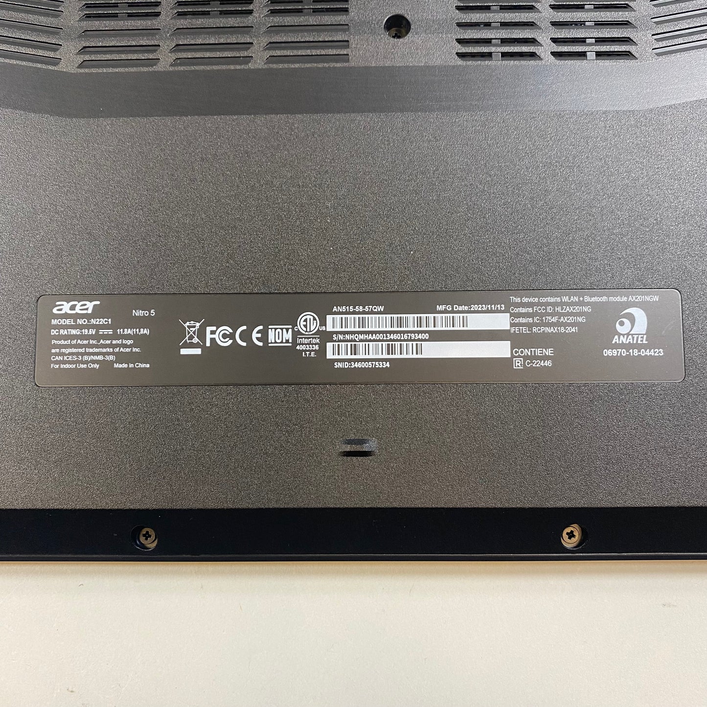 Acer Nitro 5 N22C1 15.6" i5-12450H 2.5GHz 16GB RAM 512GB SSD GeForce RTX 3050 Ti