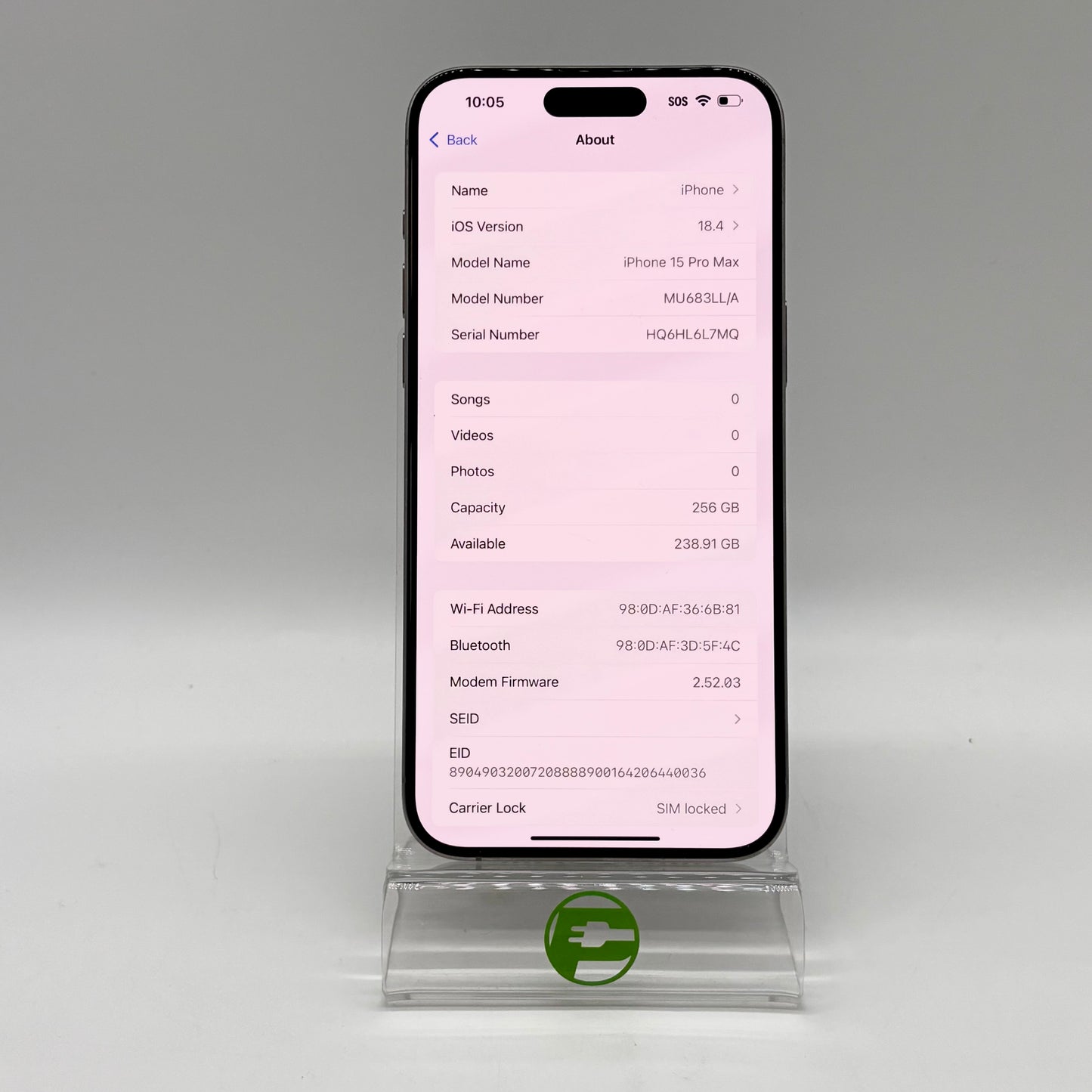 T-Mobile Apple iPhone 15 Pro Max 256GB Natural Titanium MU683LL/A