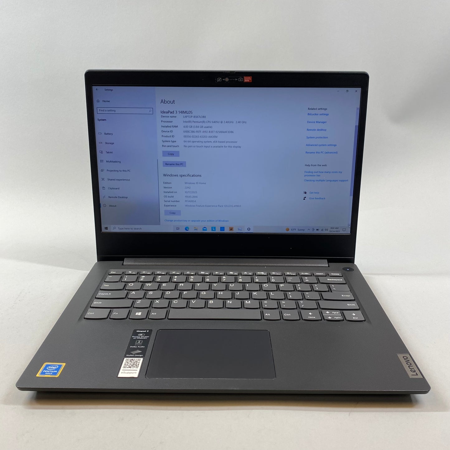 Lenovo IdeaPad 3 14IML05 14" Pentium Gold CPU 6405U 2.4GHz 4GB RAM 128GB SSD