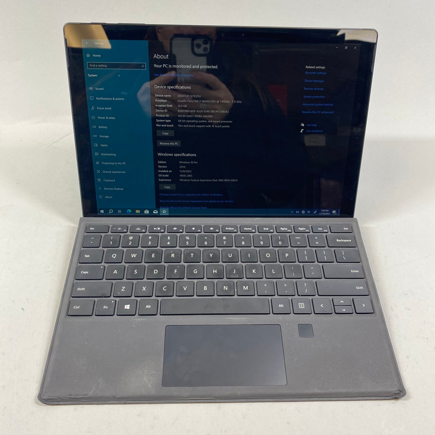 Microsoft Surface Pro 6 1796 13.3" i7-8650U 1.9GHz 16GB RAM 512GB SSD