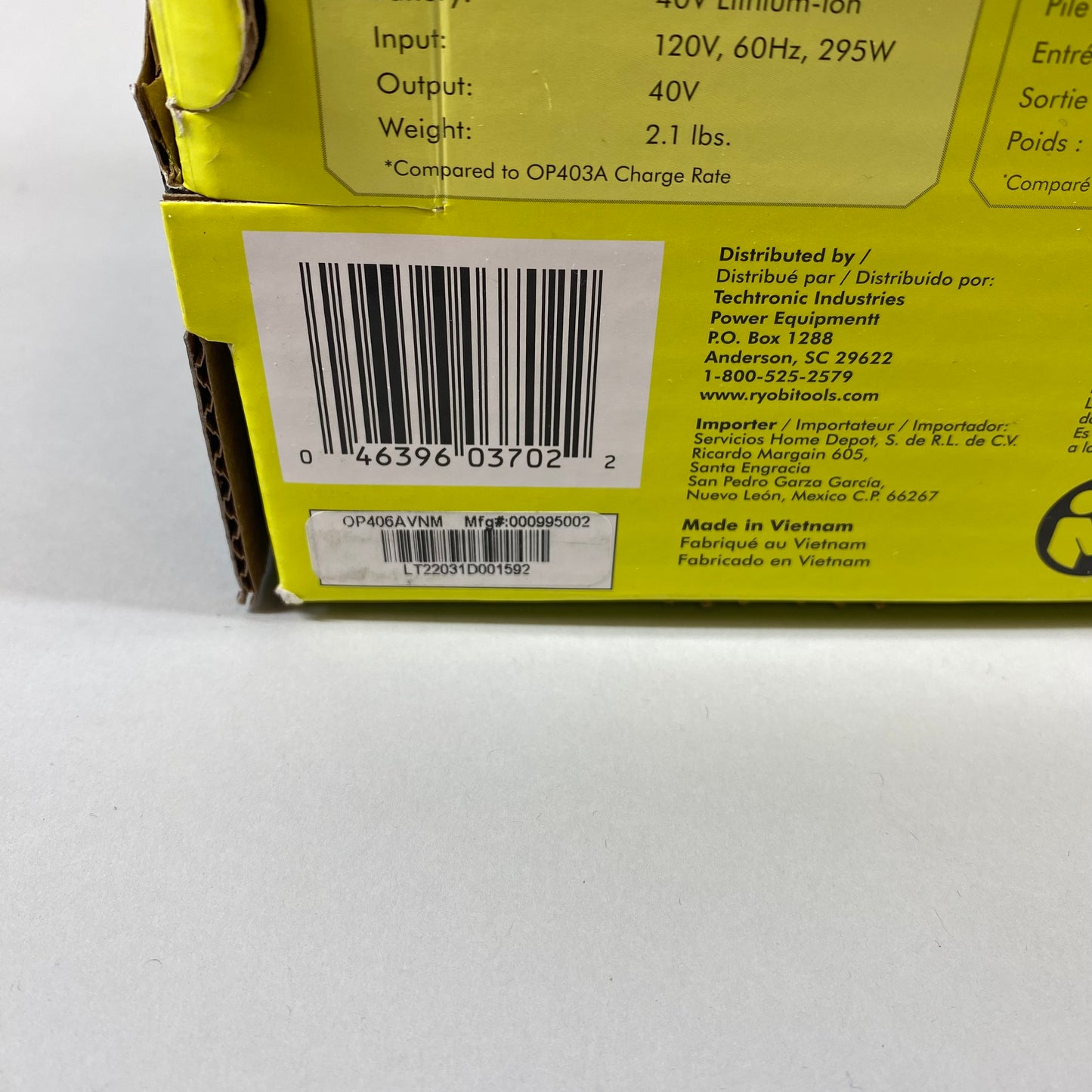 New Ryobi 40V Rapid Charger OP406A