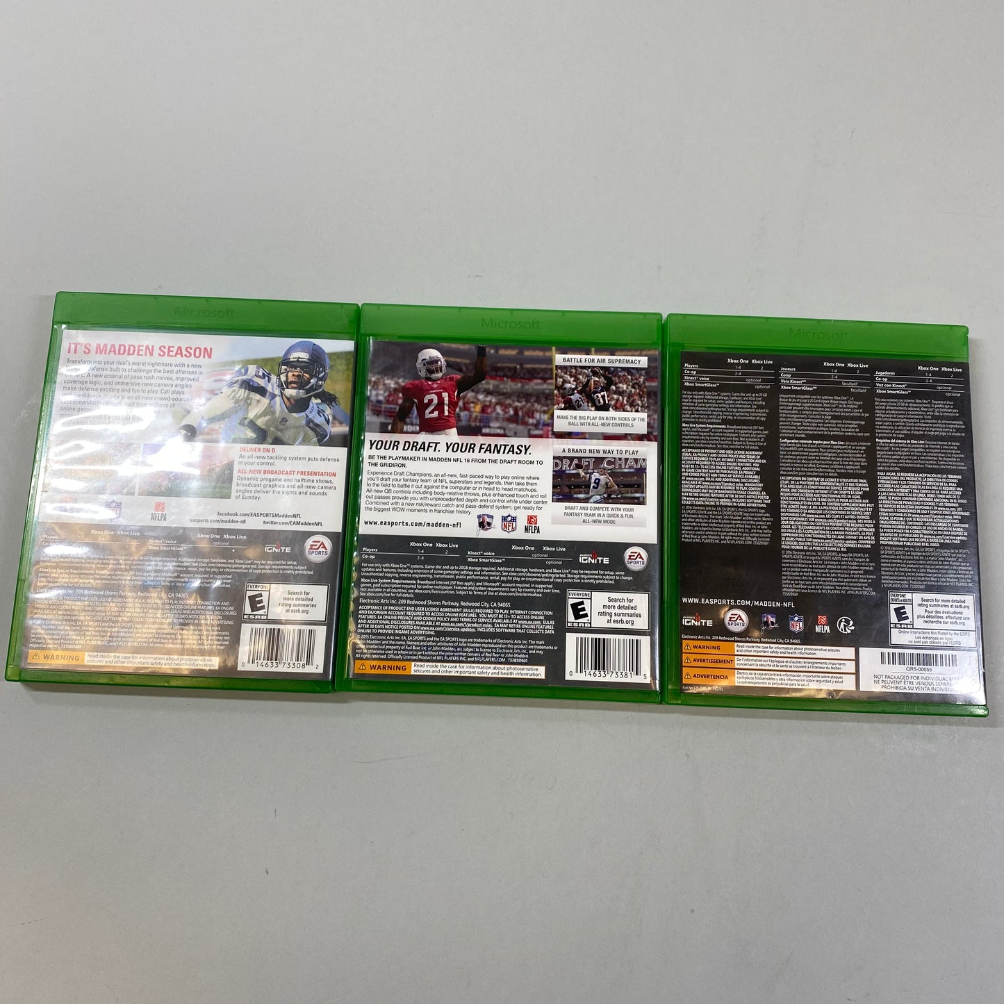 Lot of 3 Microsoft Xbox One Madden 15 16 and 17