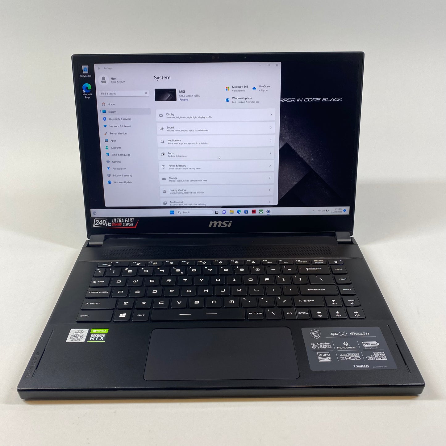 MSI GS66 Stealth MS-16V1 15.6" i9-10980HK 2.4GHz 32GB RAM 1TB SSD RTX 2070 Super w/ Max-Q Design