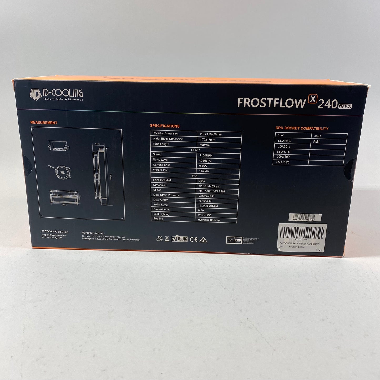 New ID-COOLING FROSTFLOW X 240 Snow CPU Water Cooler LGA1700