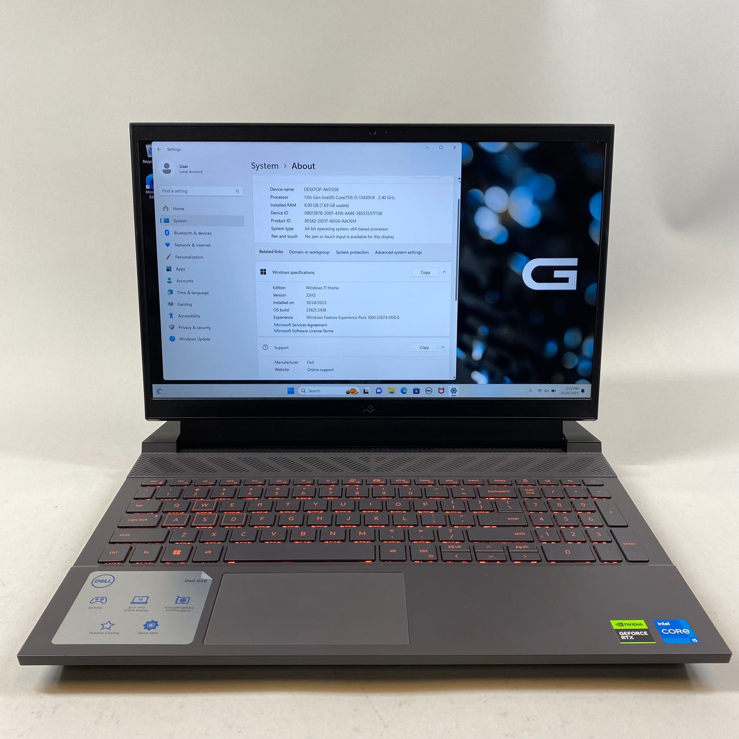 Dell G15 5530 15.6" i5-13450HX 2.4GHz 8GB RAM 256GB SSD NVIDIA GeForce RTX 3050