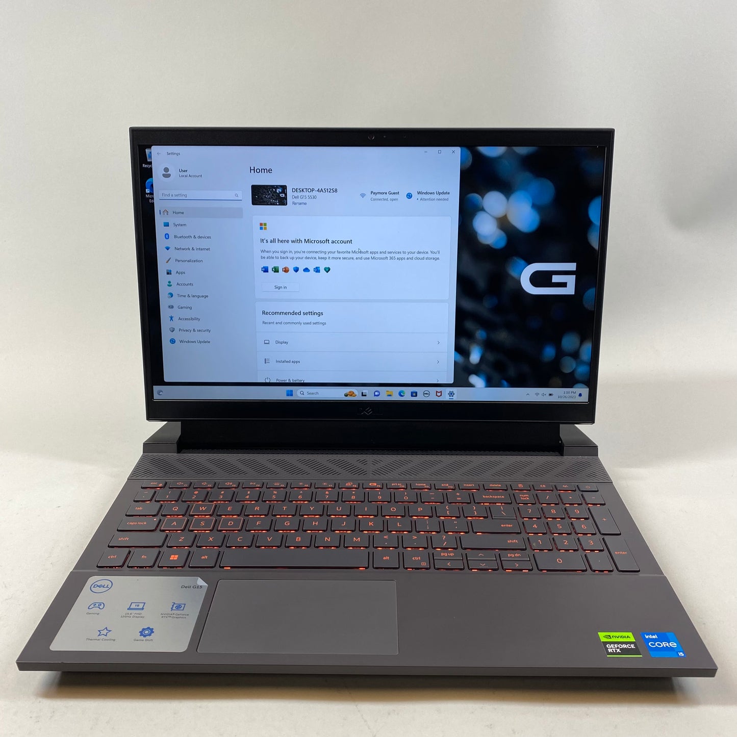 Dell G15 5530 15.6" i5-13450HX 2.4GHz 8GB RAM 256GB SSD NVIDIA GeForce RTX 3050