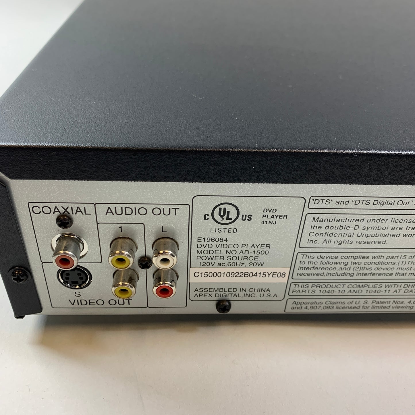 Apex AD-1500 DVD Player Black