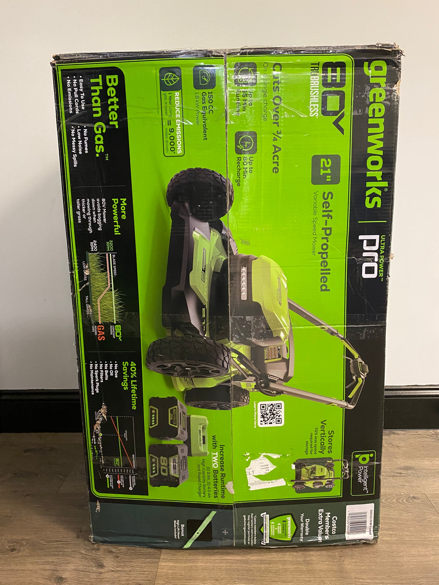 Greenworks 80 Volt Cordless Self-Propelled Mower LMB455 Green