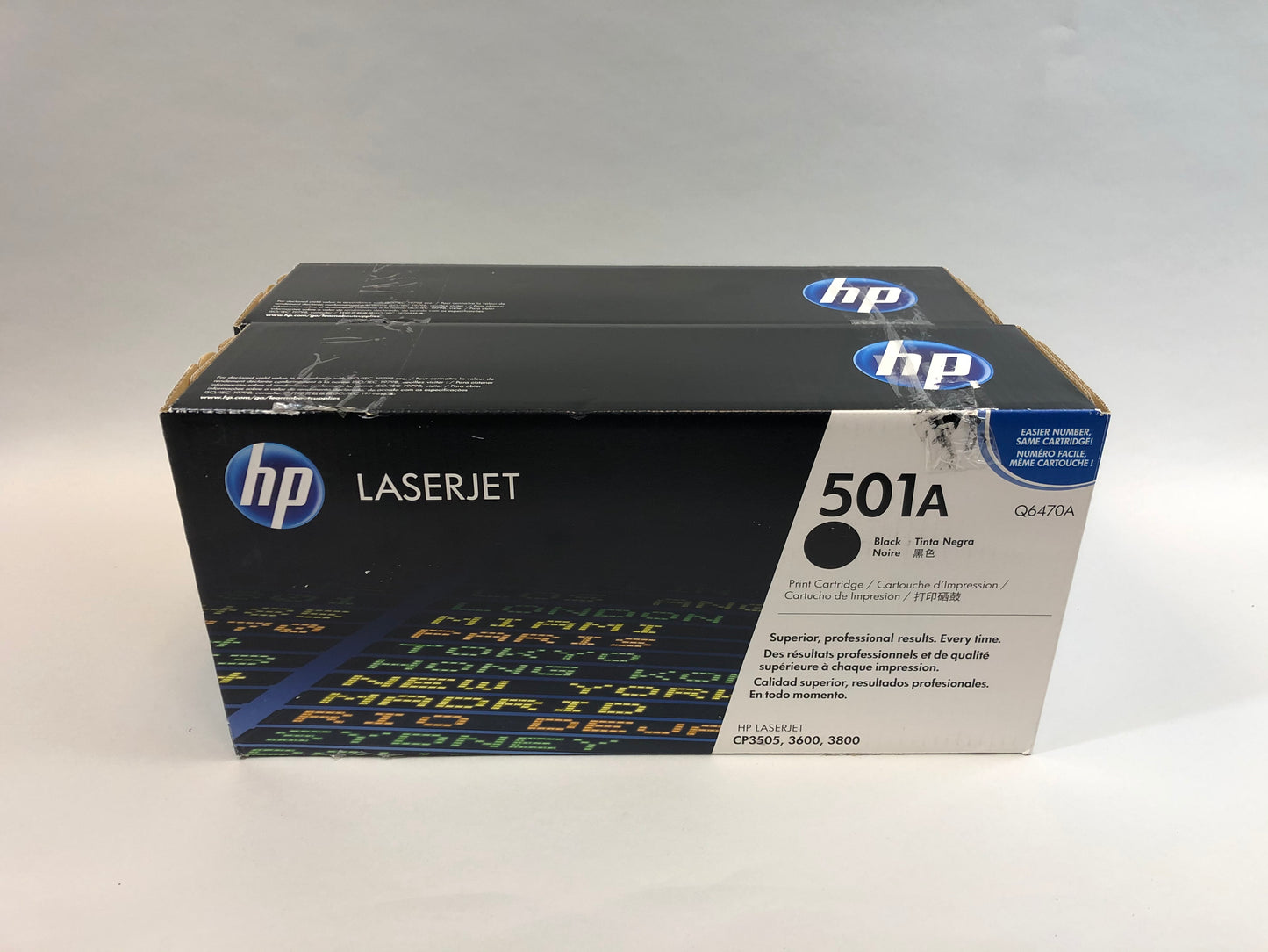 New 2-pack HP 501A Black Original Laser Jet Toner Cartridge- Q6470A