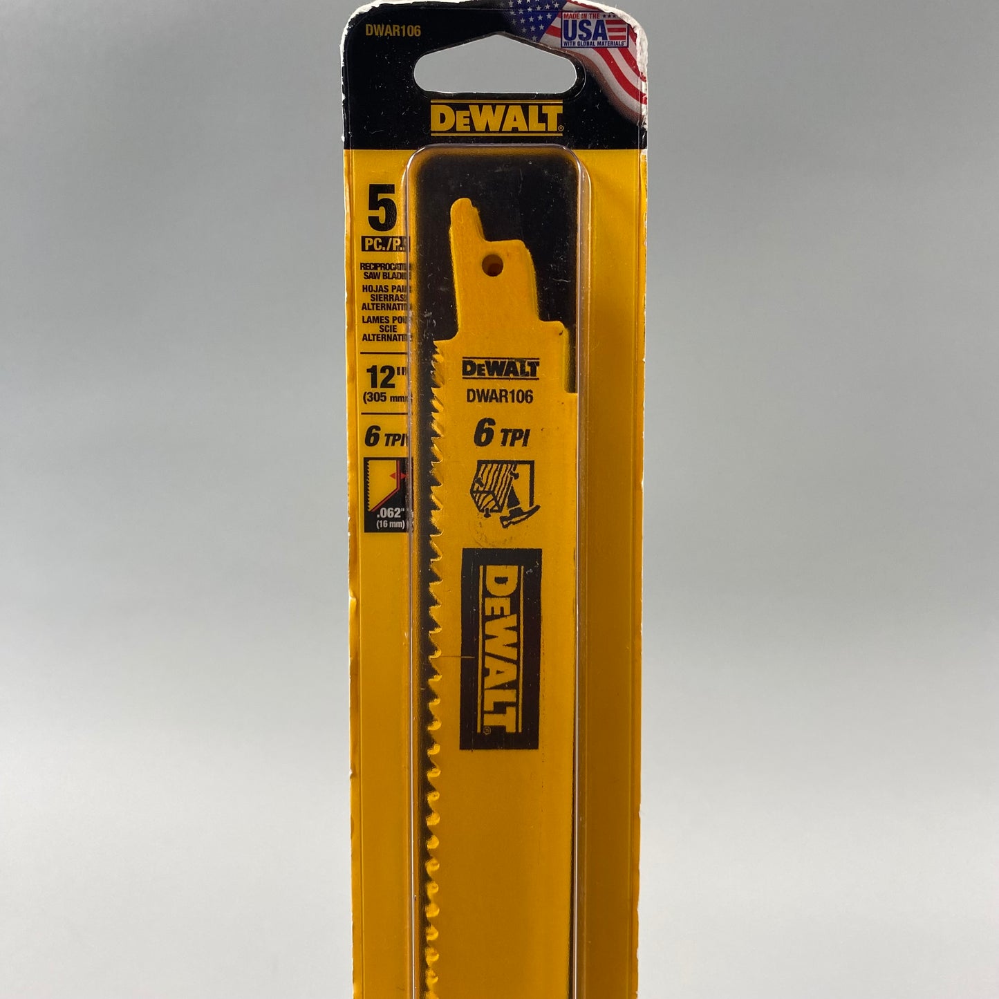 New DeWalt DWAR106 12" 6TPI Demo Reciprocating Blade - 5 Pack