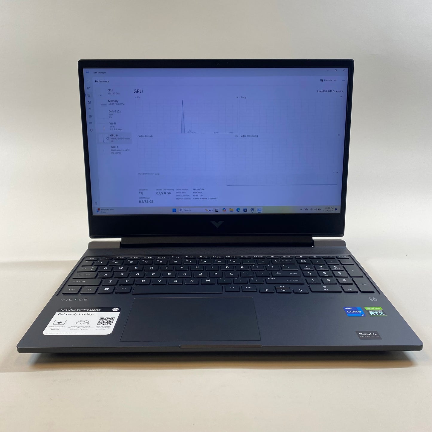 HP Victus 15.6" i7-12650H 2.3GHz 16GB RAM 512GB SSD GeForce RTX 3050 Ti