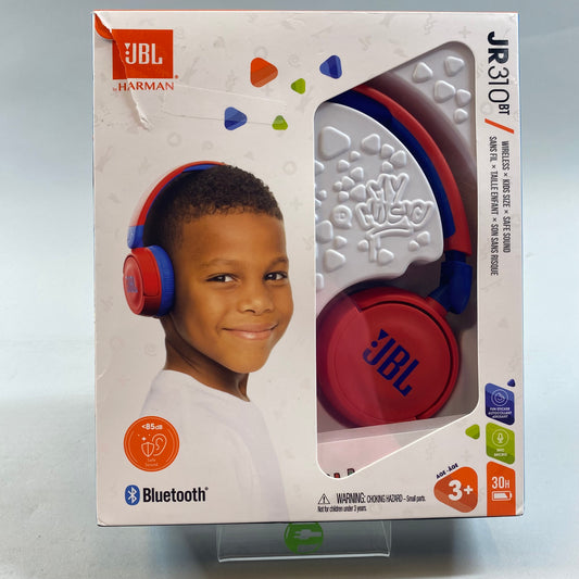 New JBL JR310BT Wireless On-Ear Bluetooth Headphones Blue/Red JBLJR310BTREDAM