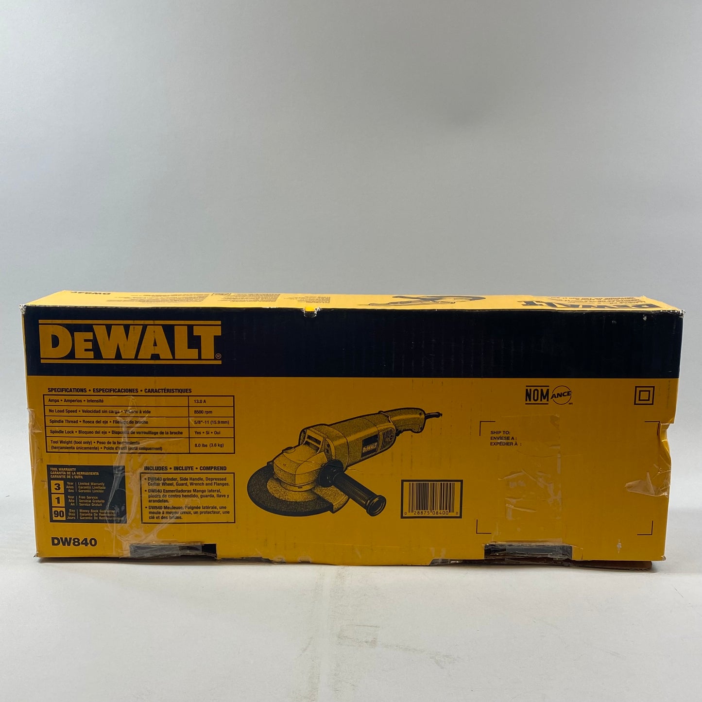 New DeWalt DW840 120V 7" Corded Medium Angle Grinder