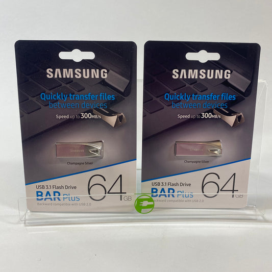 Lot of 2 New Samsung Bar Plus 64GB USB 3.1 Flash Drive MUF-64BE