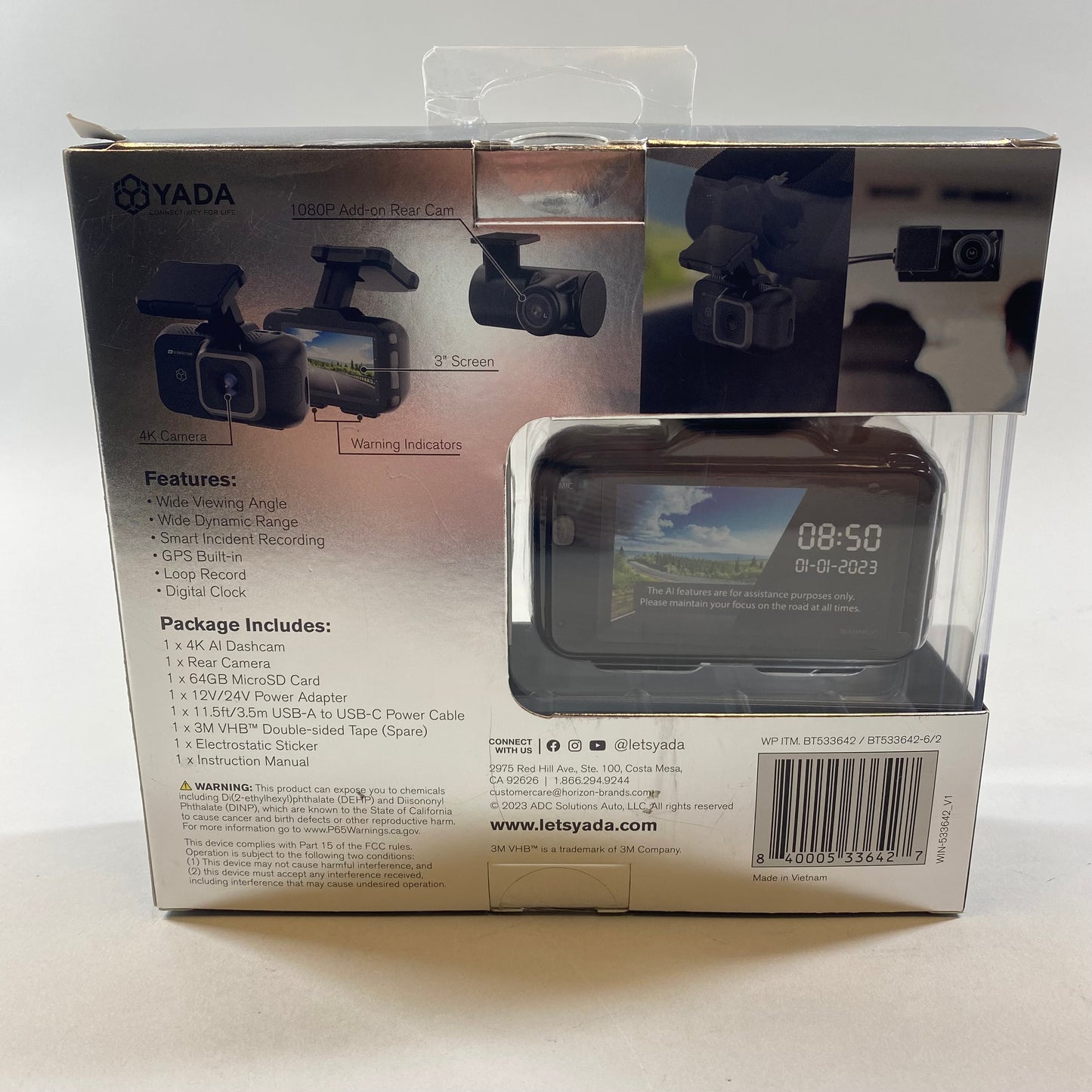 New YADA RoadCam AI Plus 4K Action Camera BT533642-6/2