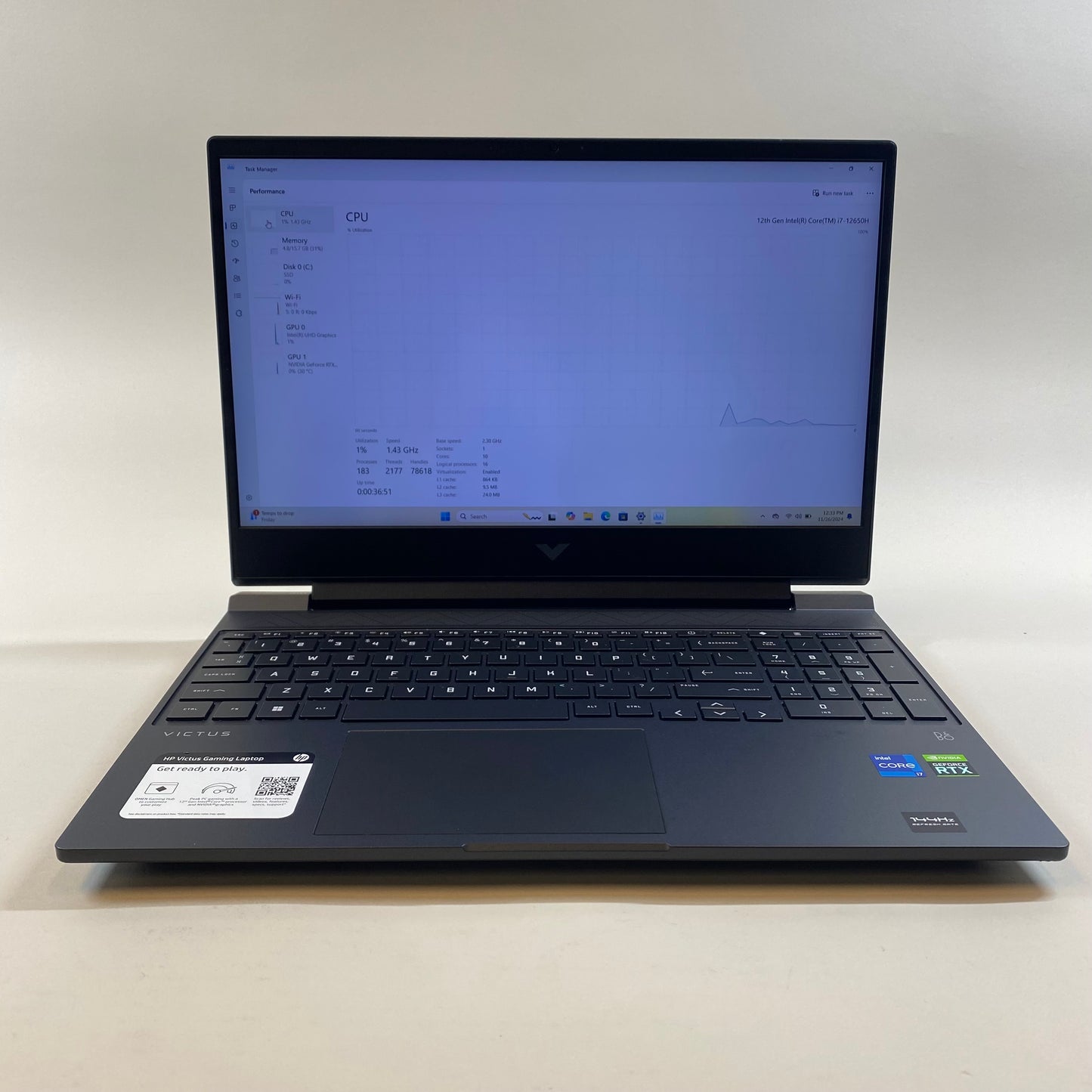 HP Victus 15.6" i7-12650H 2.3GHz 16GB RAM 512GB SSD GeForce RTX 3050 Ti