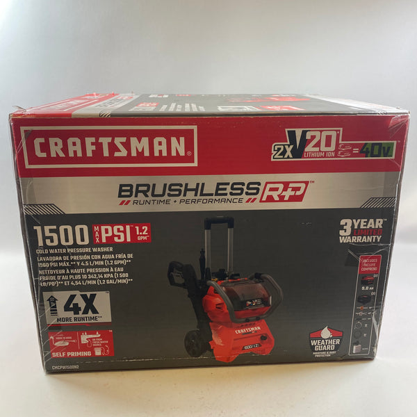 New Craftsman Brushless RP Cold Water Pressure Washer 1500 PSI CMCPW1500N2