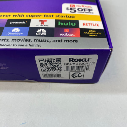 New Roku Streaming Stick 4K Home Electronic 3820RW2