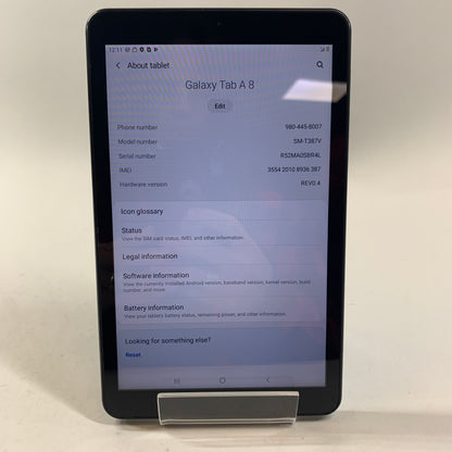 Verizon Samsung Galaxy Tab A 8.0" 32GB Black SM-T387V Clean