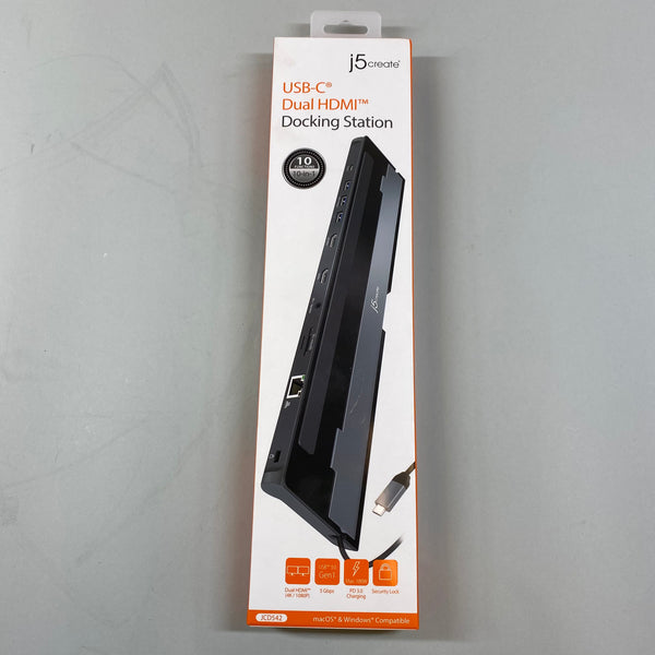 New j5create USB-C Dual HDMI Docking Station JCD542 Black macOS and Windows Compatible