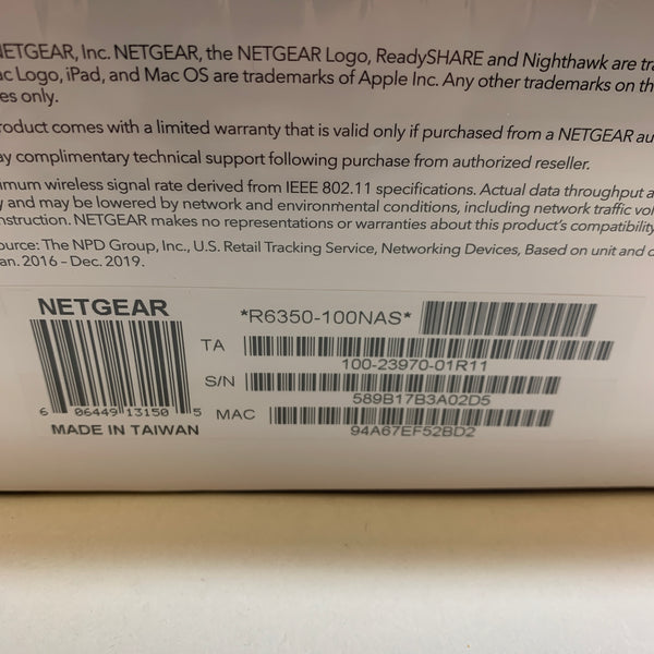 New Netgear AC1750 Router, Up To 25 Devices, Streaming, Gaming, Smart Devices R6350