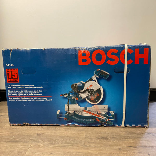 New Bosch 12" Dual Bevel Slide Miter Saw w/ Laser Tracking and Upfront Controls 15-AMPS 3,800 RPM 5412L
