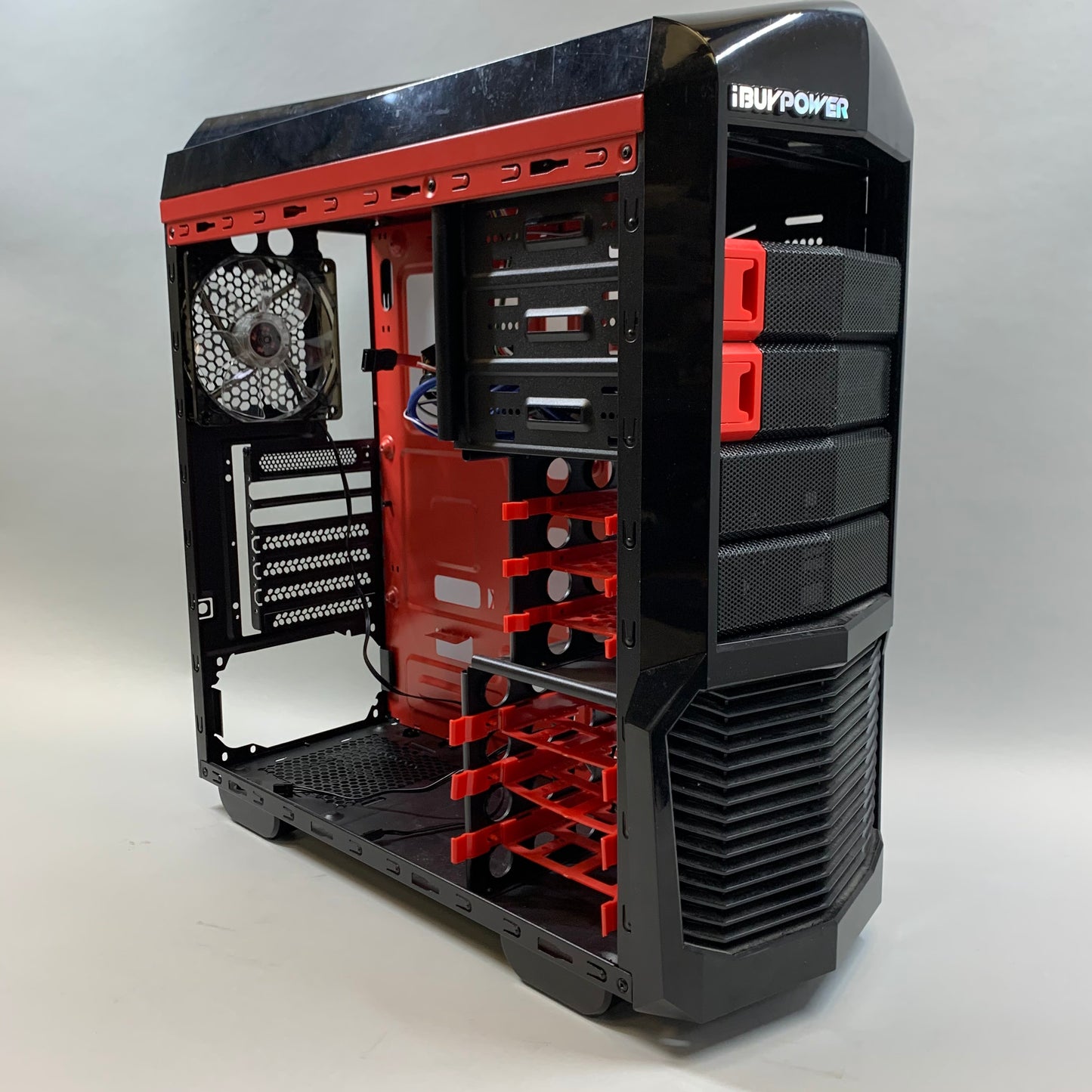 IBuyPower Red and Black Gaming Computer Case Chassis - Used