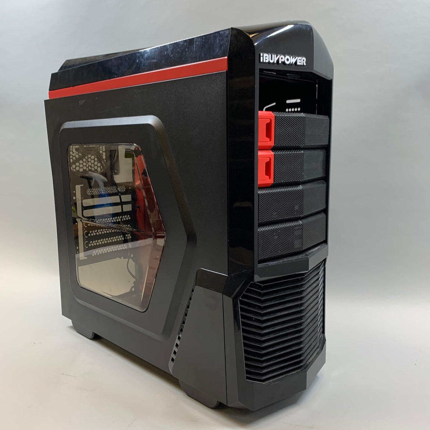 IBuyPower Red and Black Gaming Computer Case Chassis - Used