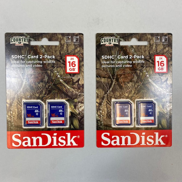Lot of 2 SanDisk SDHC Card 16gb 2-pack (64gb total) Great for Wildlife pics and videos- New