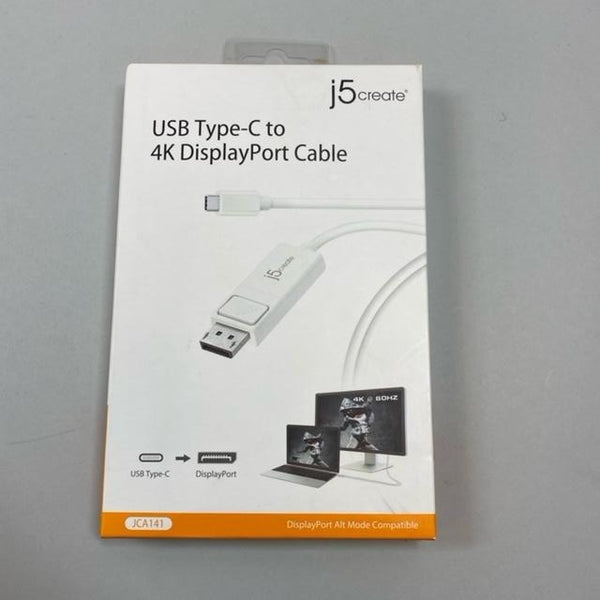 J5create JCA141 USB Type C to 4K DisplayPort Cable White - New