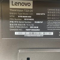 Lenovo ThinkVision T22i-20 1920 x 1080 60hz 16:9 6ms Black 21.5" FHD Monitor w/ OEM Box