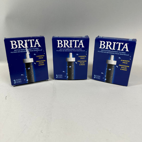 Lot of 3- New Brita Bottle Replacement Filters 6 Month  (3 Pack x 3) Total 9 Filters