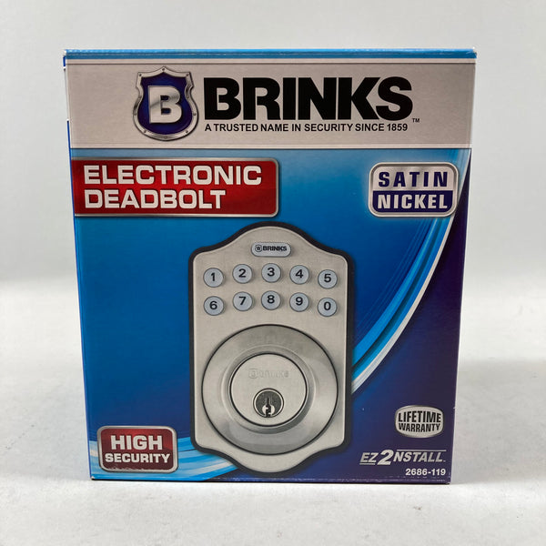 Brand New Brinks Electronic Deadbolt Exterior Lock BackLit Entry Keypad Satin Nickel