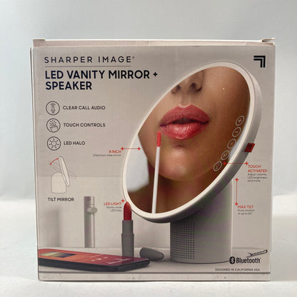 Sharper Image LED Vanity Mirror and Speaker Silver in OEM Box